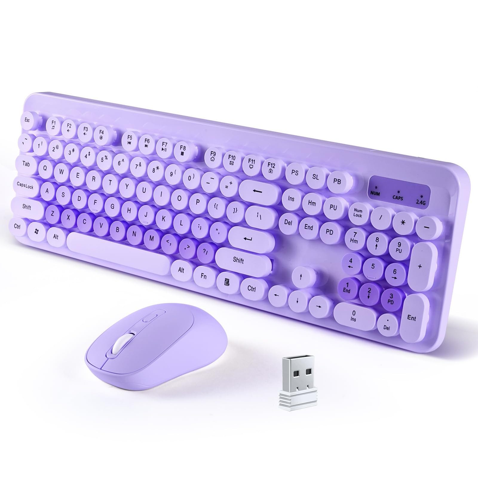 LAMA Colorful Wireless Keyboard and Mouse Combo, Full-Sized Bluetooth Purple