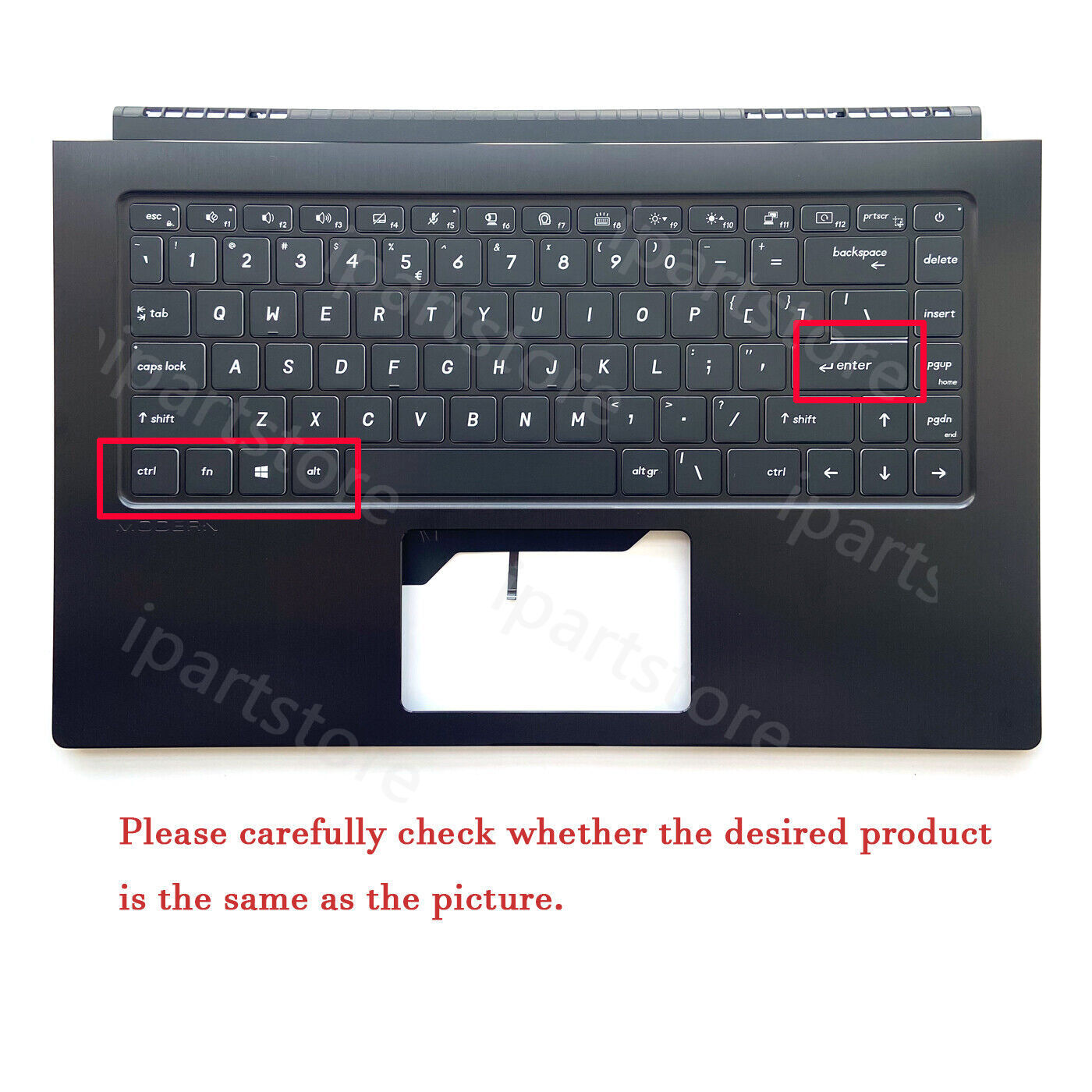 For MSI Modern 15 MS-1551 15.6in Upper Case Palmrest Keyboard Cover Black US