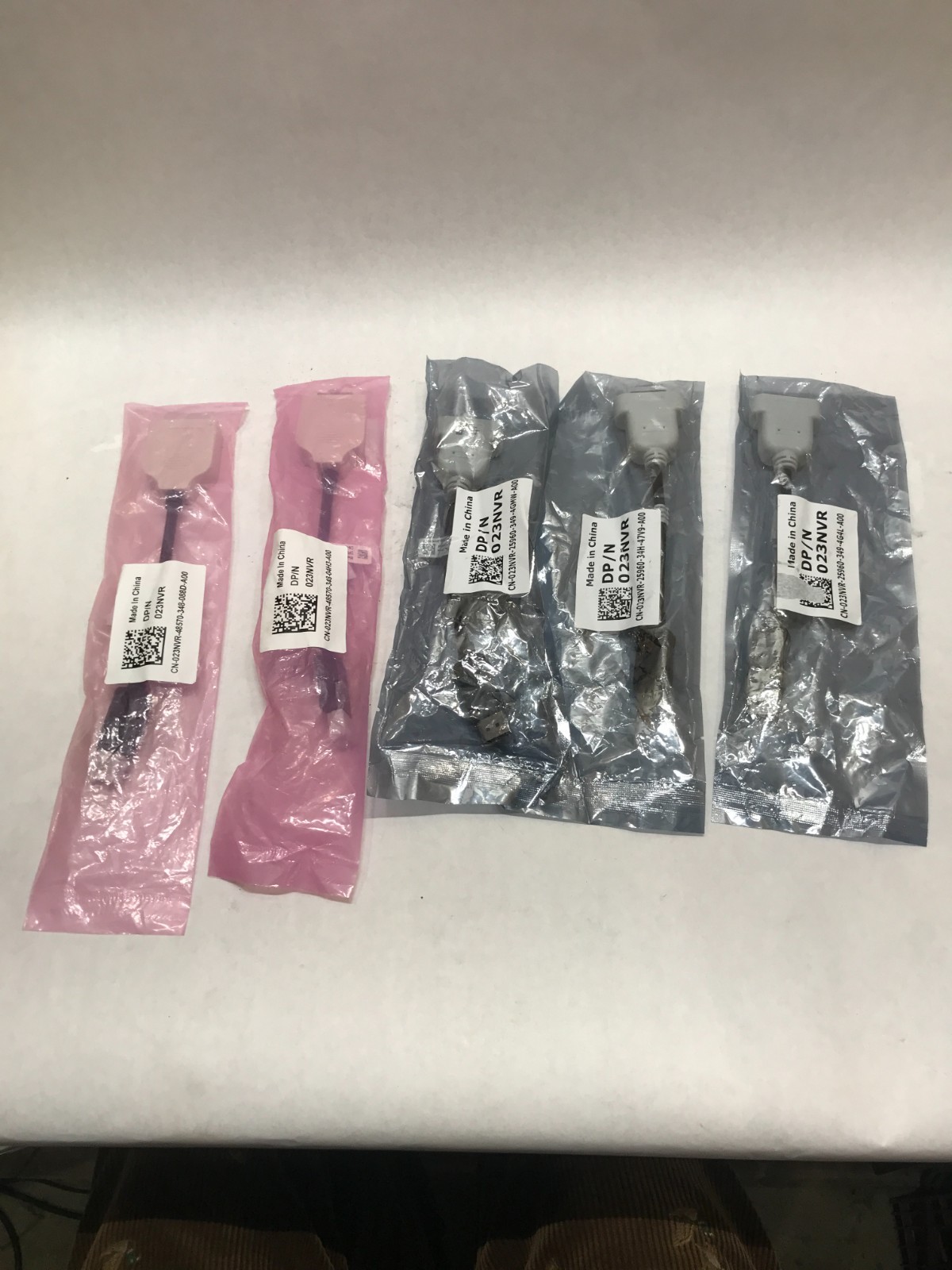 Brand New Lot of 5 Dell DP/N 023NVR Display Port to DVI Video Adapter Cable - DW