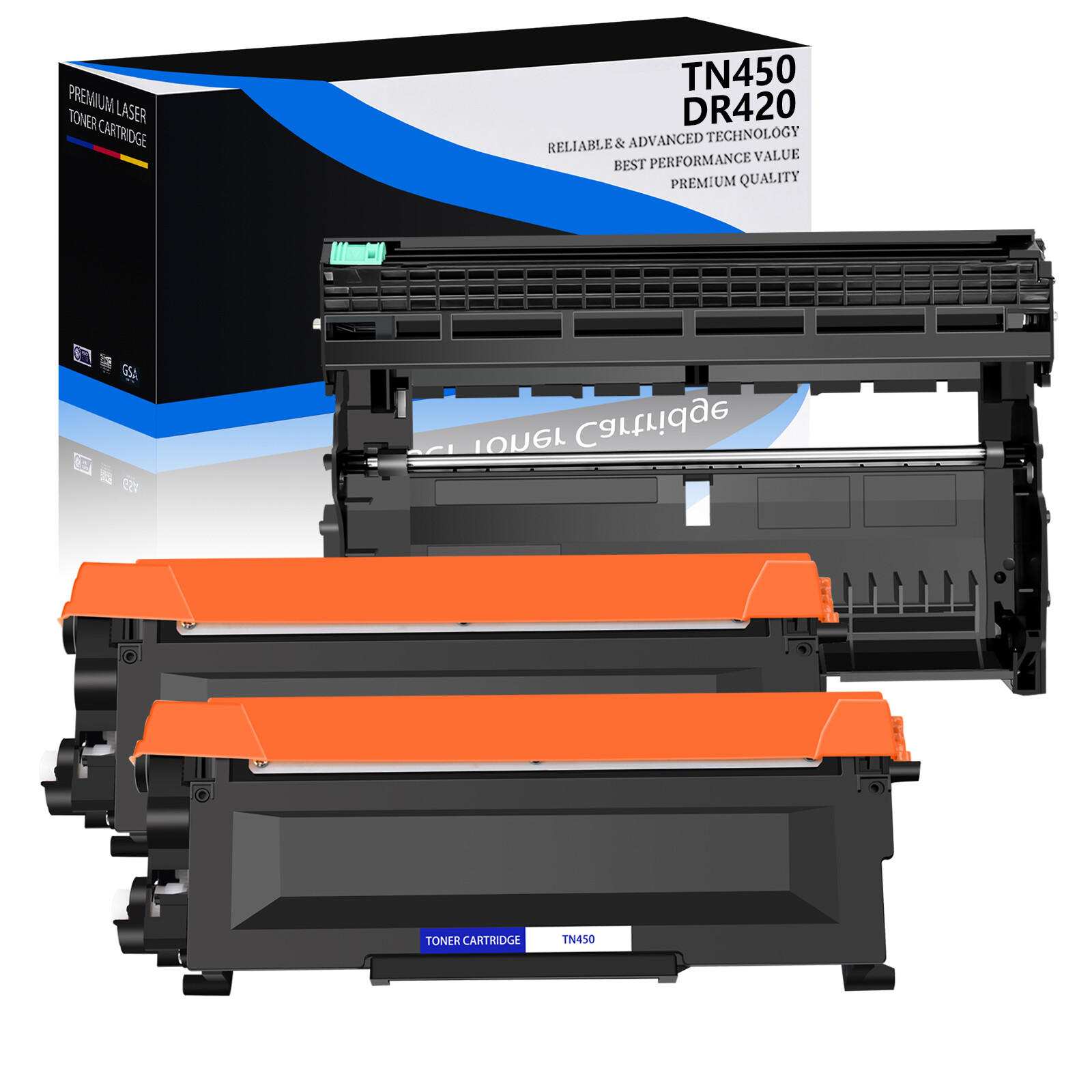 2PK TN450 Toner + 1PK DR420 Drum Unit for Brother DCP-7060D DCP-7065DN MFC-7360N