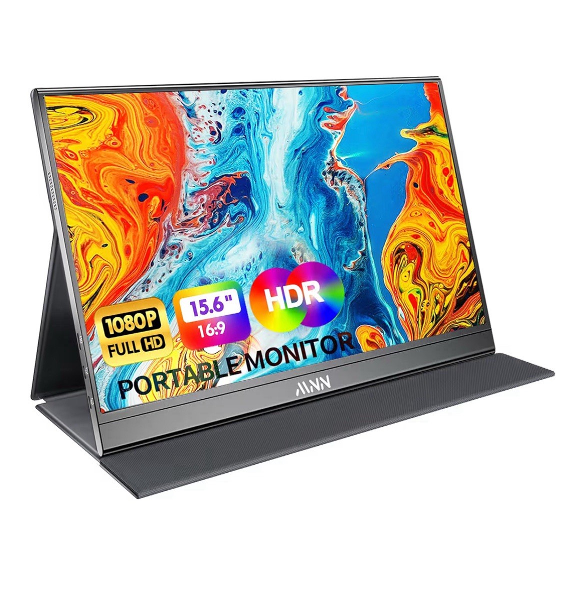 AMV 15.6" Portable Monitor Full HD 1080p HDR USB-C HDMI Black Flat Screen