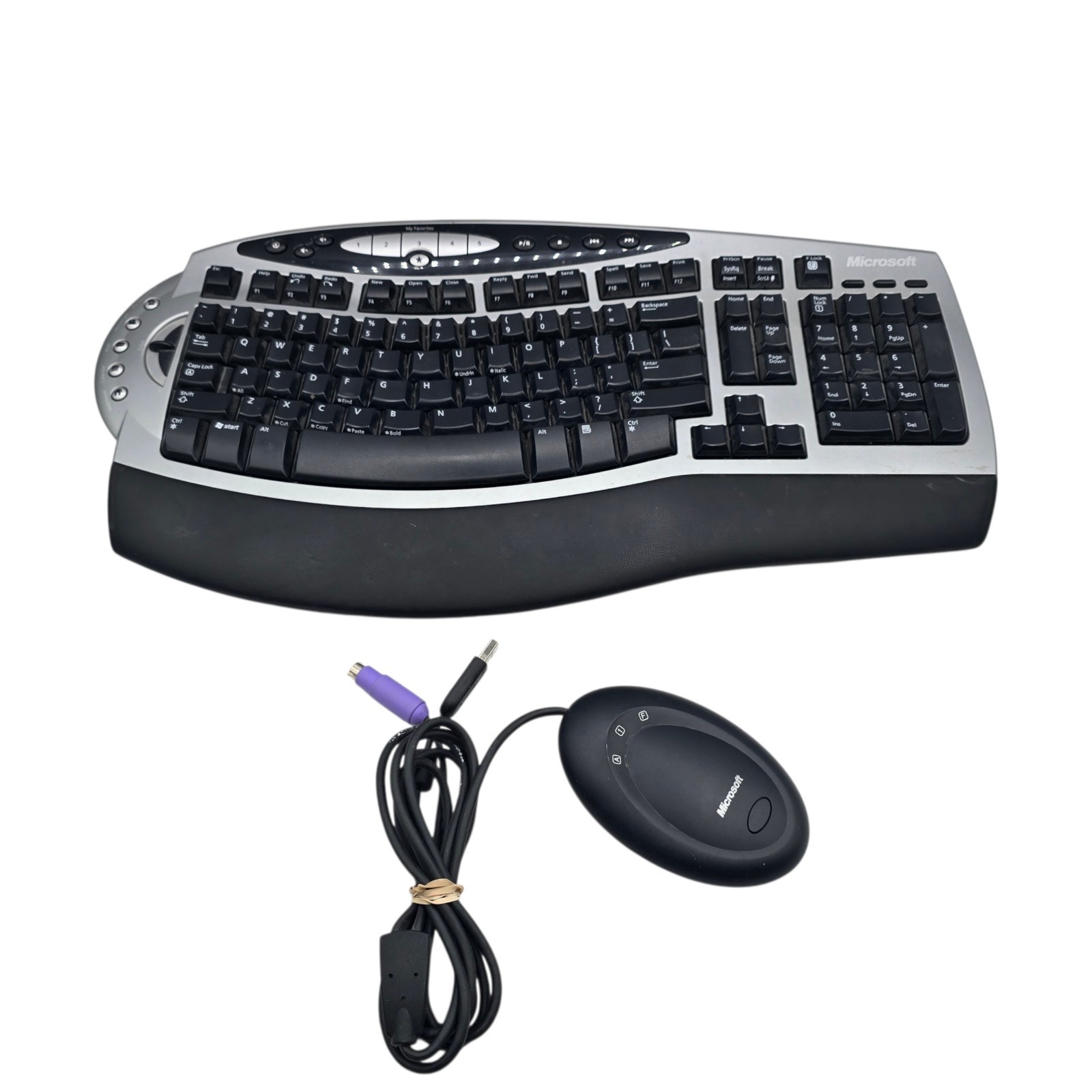 Microsoft Wireless Comfort Keyboard 1.0A Desktop W/Reciever PS2 USB Vintage Work