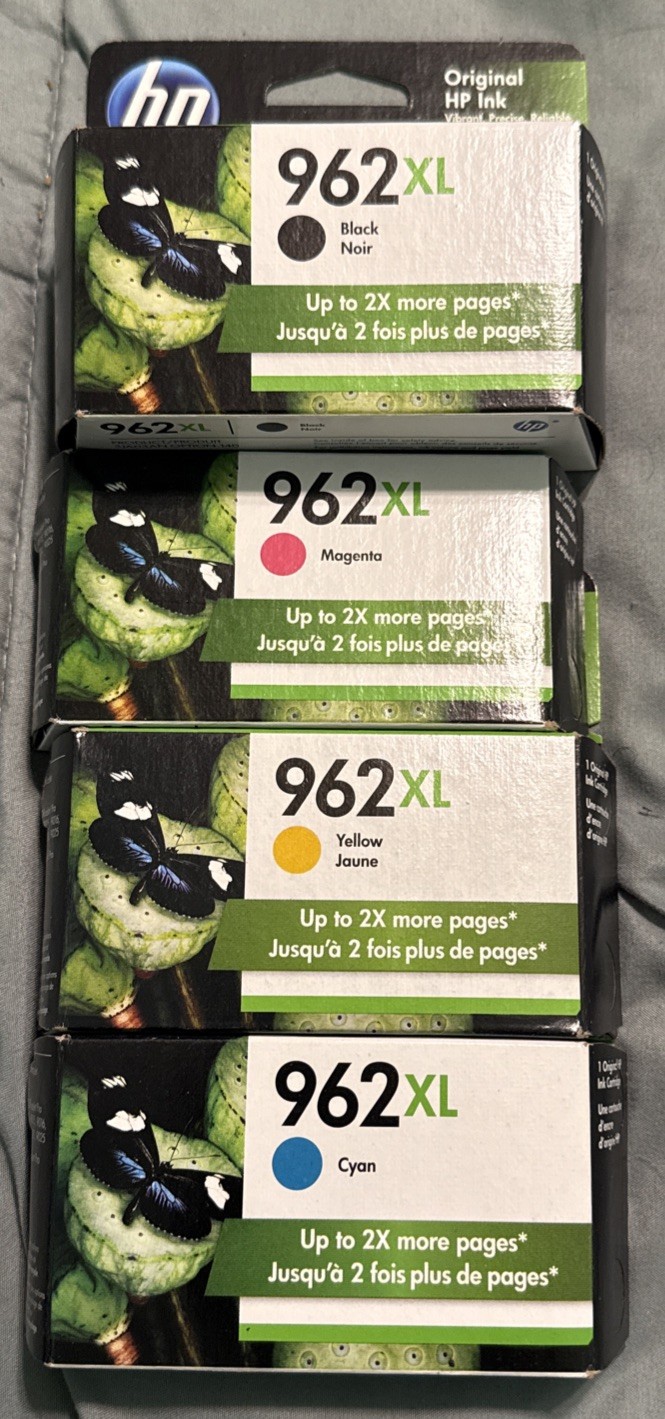 HP 962xl  Black  y,c,m 4pk  Ink Cartridges Expired 2022 New Sealed