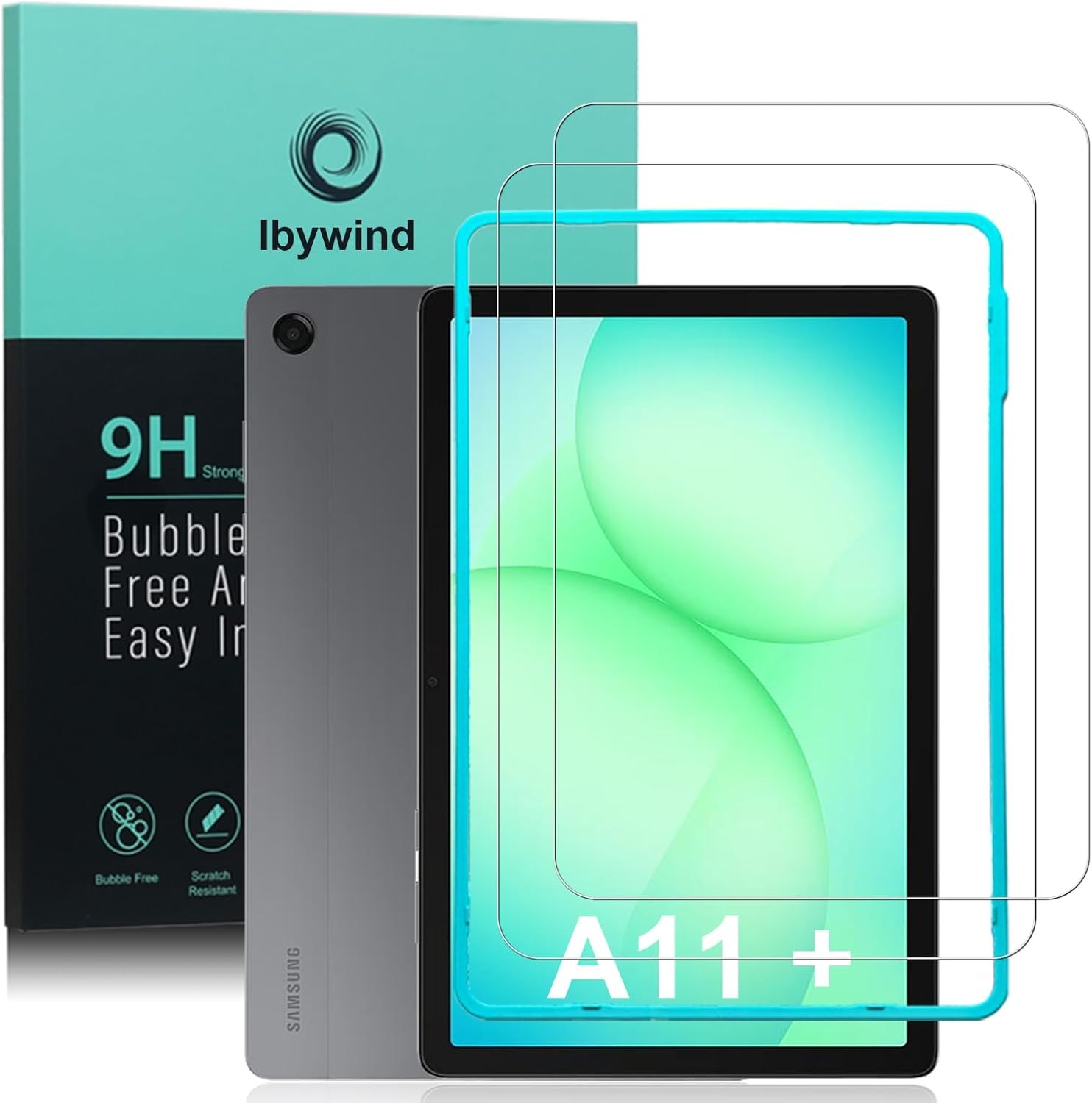 9H Tempered Glass Screen Protector for Samsung Galaxy Tab A9+/A11+, 2 Pack