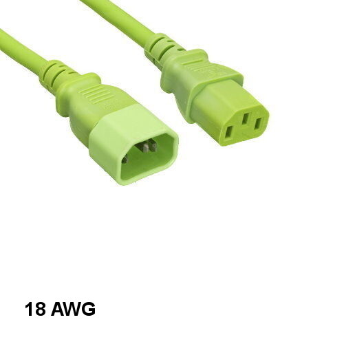 10x Green 10ft Standard Power Extension Cord IEC-60320 C13/C14 18AWG 10A/250V