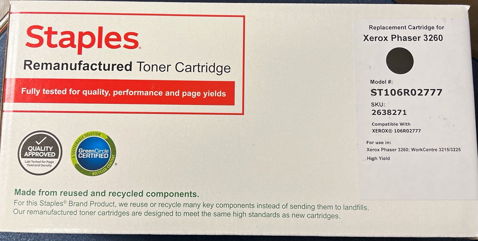 Staples Black Laser Toner ST106R02777 for Xerox 3260/3215/3225