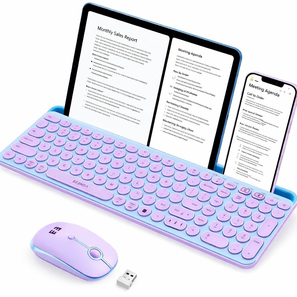 Dual Connection Bluetooth USB Keyboard Mouse Combo for iPad Tablet Laptop PC