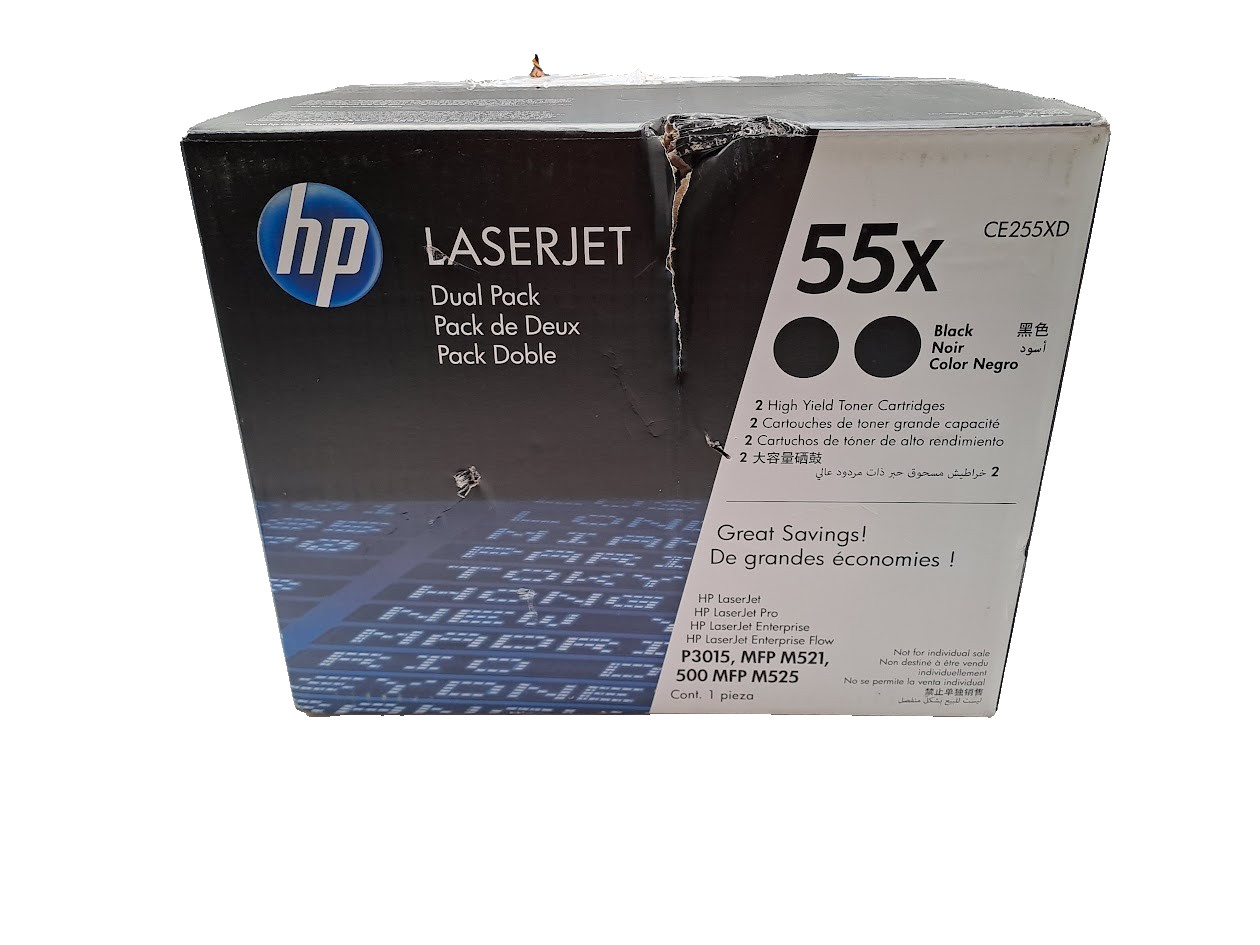 HP 55X High Yield Original LaserJet Toner Cartridge HP CE255XD Black 2 pcs