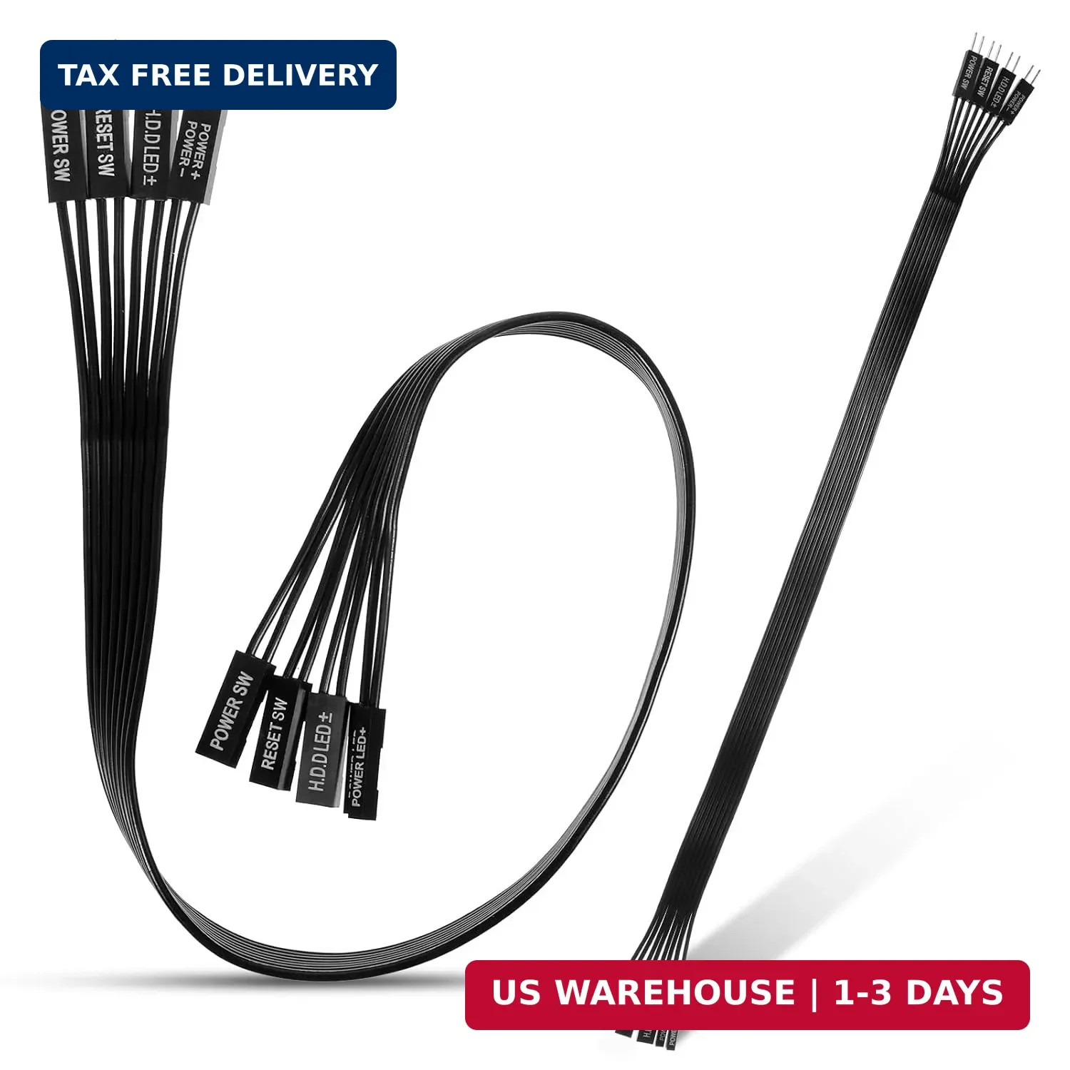 24awg Motherboard Front Panel Extension Cables 2-Pack with Front Panel Connector