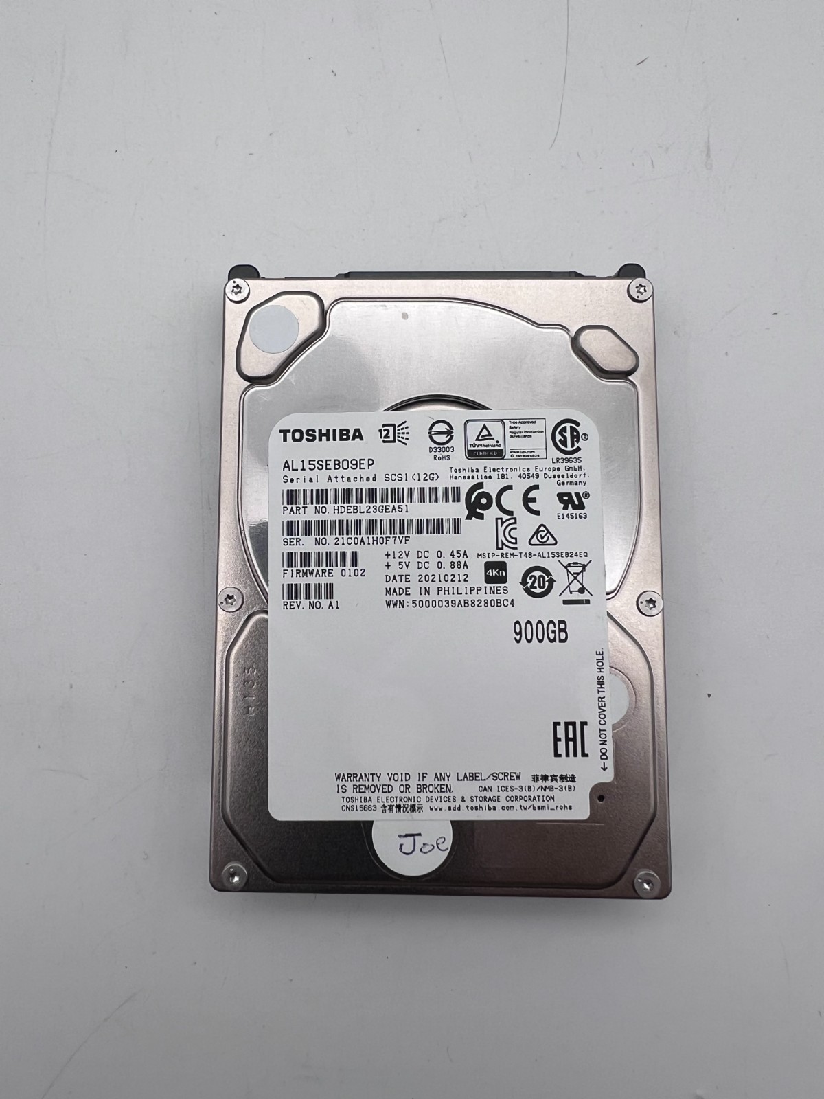 Toshiba (SAS) 2.5" AL15SEB09EP 900GB 4Kn Internal Hard Drive 10krpm HDEBL23GEA51
