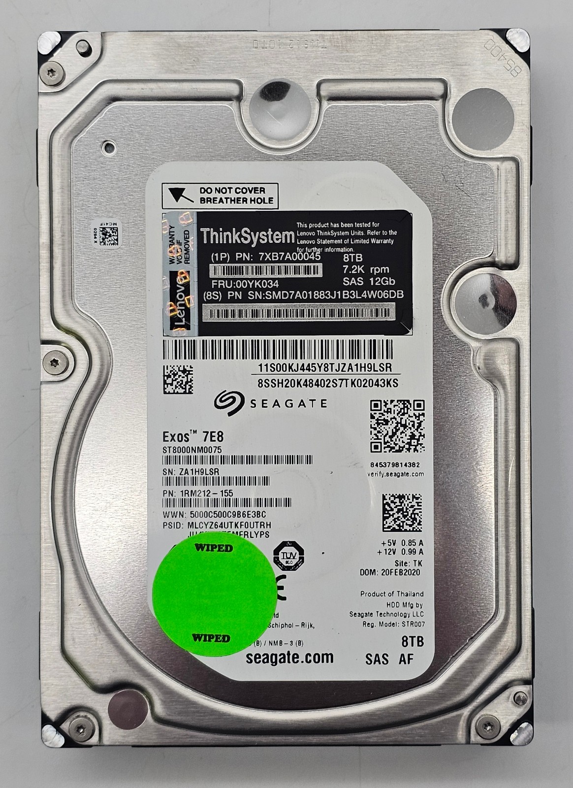 Seagate Exos 7E8 - 8TB HDD - 7200RPM 12Gbps 3.5" SAS Hard Drive - ST8000NM0075