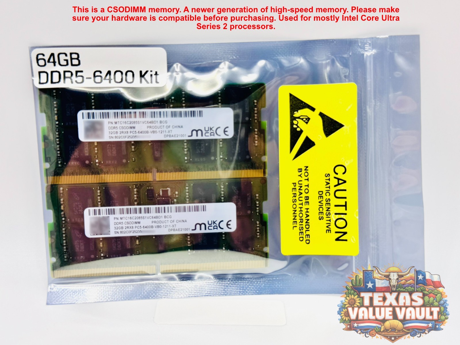 Micron 64GB (2x32GB) 2Rx8 (PC5-51200) DDR5-6400MHz CSODIMM RAM Laptop Memory