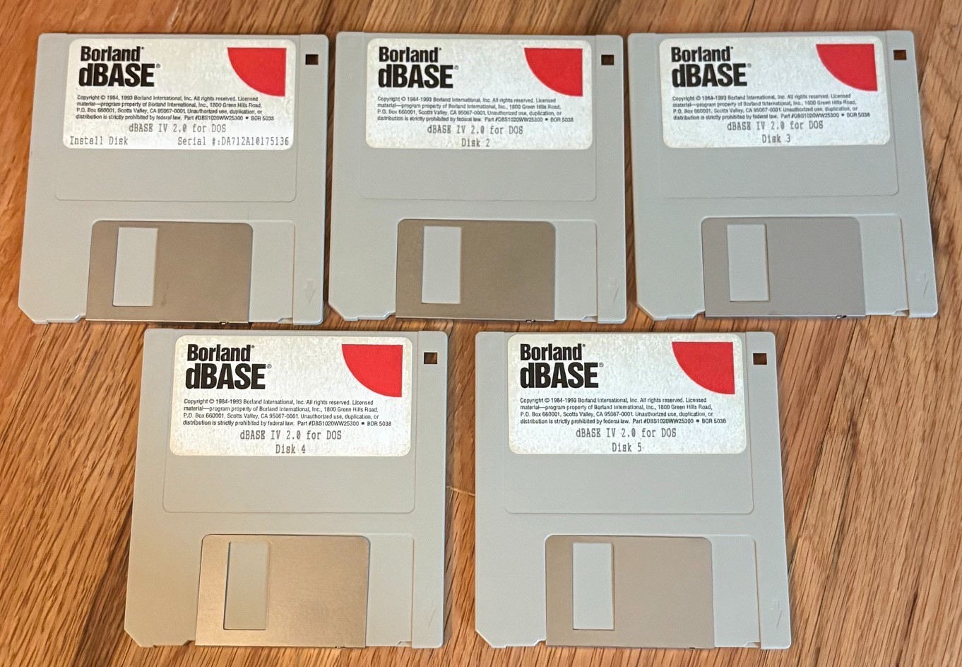Borland dBASE IV 2.0 for DOS 3.5” Floppy Disk Set Lot Vintage Database Software