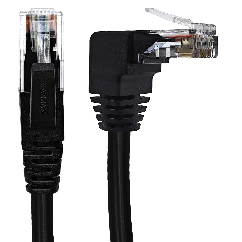 90 Degree Cat 6 Ethernet Cable Upward Angle 6.6FT RJ45 Network Patch Cord Dow...