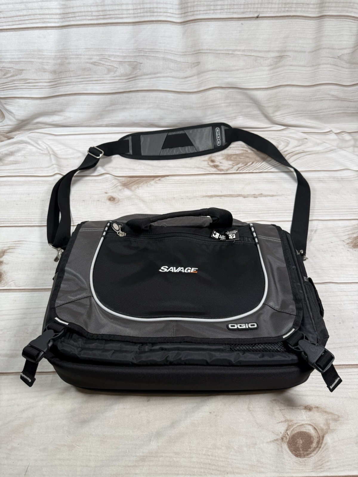 Vtg Ogio City Corp Black Crossbody Messenger Laptop Bag Savage LOGO New