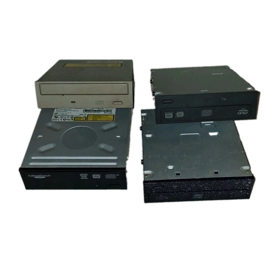Lot of 4 Vintage PC Optical Drives | IDE & SATA DVD-RW CD-ROM(Hitachi, HL, HP)
