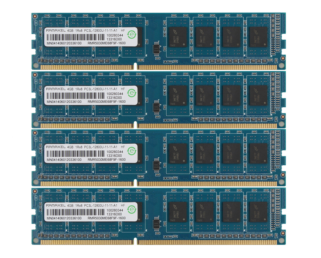 Ramaxel 4x 4GB-1Rx8-PC3L-12800U DDR3 1600MHz 240pin Desktop Memory RAM DIMM @22