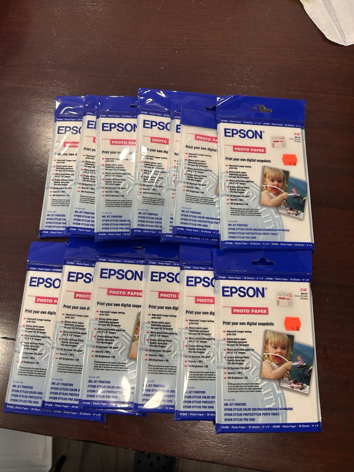 Epson Photo Paper 4” X 6” S041134 New Sealed 13 Packs Lot Of 260