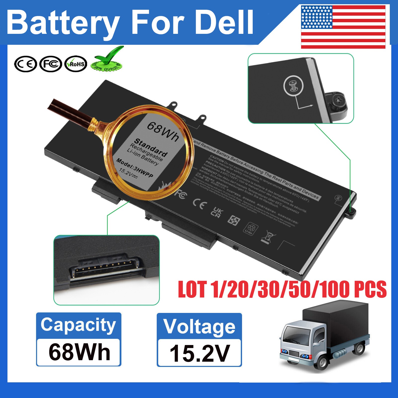 ✅LOT 3HWPP LAPTOP BATTERY FOR DELL Latitude 5401 5410 5411 5501 Precision 3541