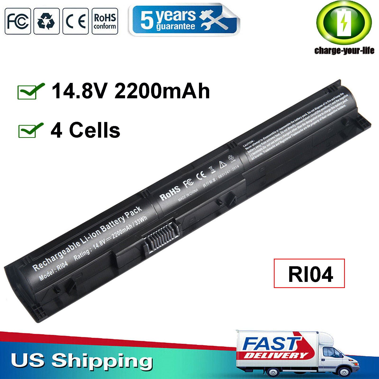 RI04 Battery for HP ProBook 805047-851 HSTNN-PB6Q HSTNN-DB7B 450 455 470 G3 FAST