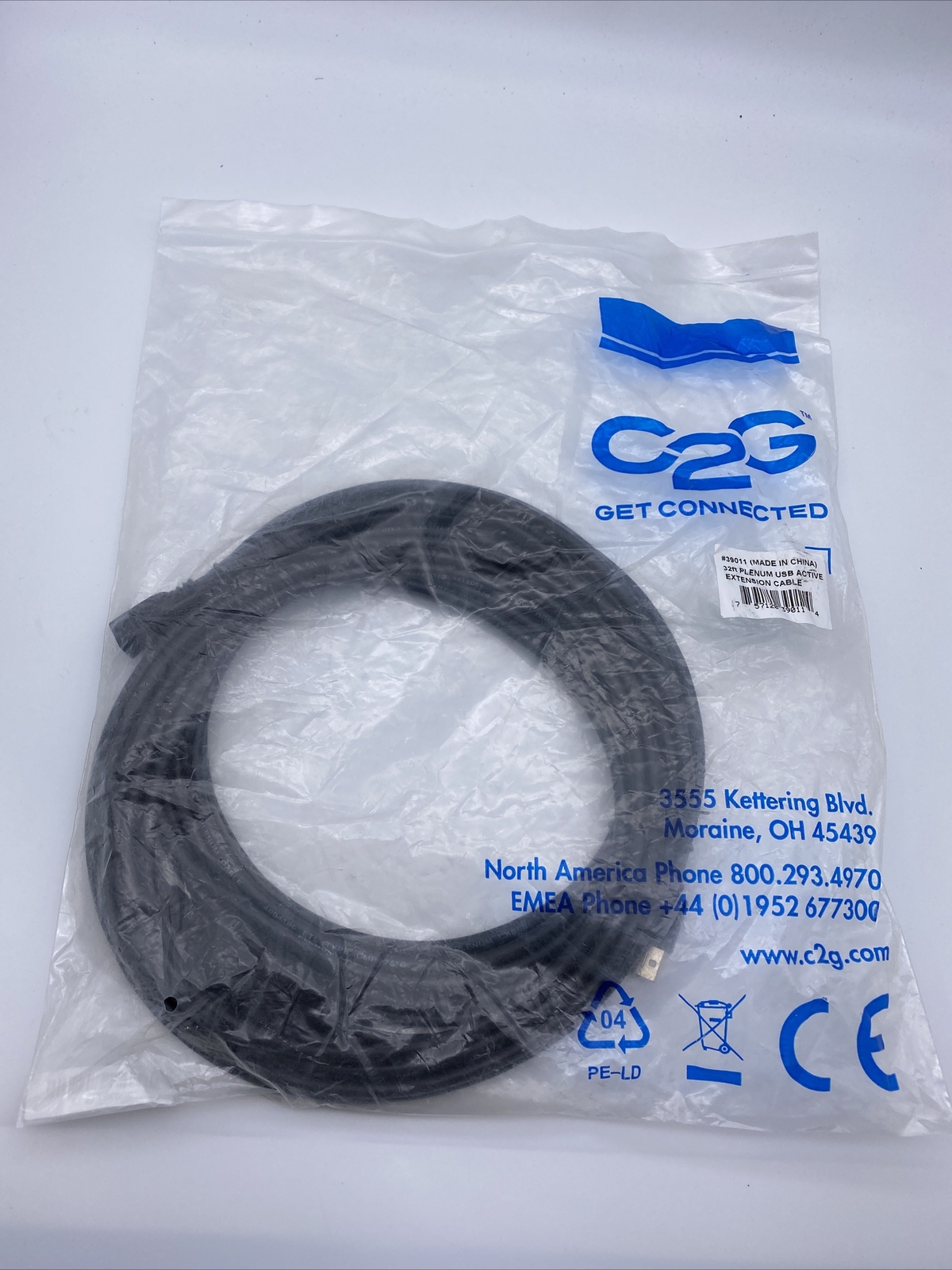 C2G 39011 32’ Plenum USB Active Extension Cable