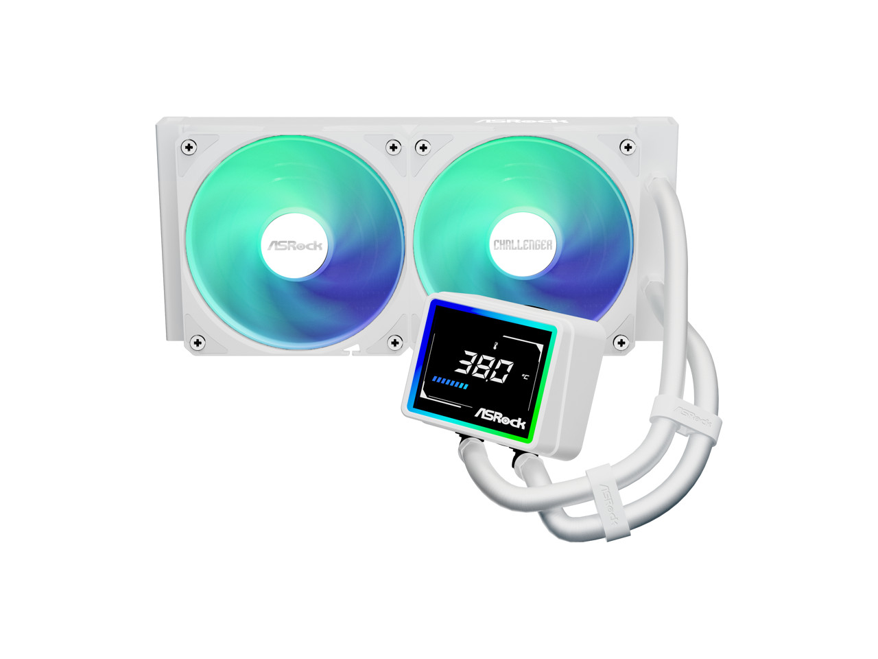 ASRock AIO Challenger White 240 Digital 27mm radiator, 3" Digital Display w/