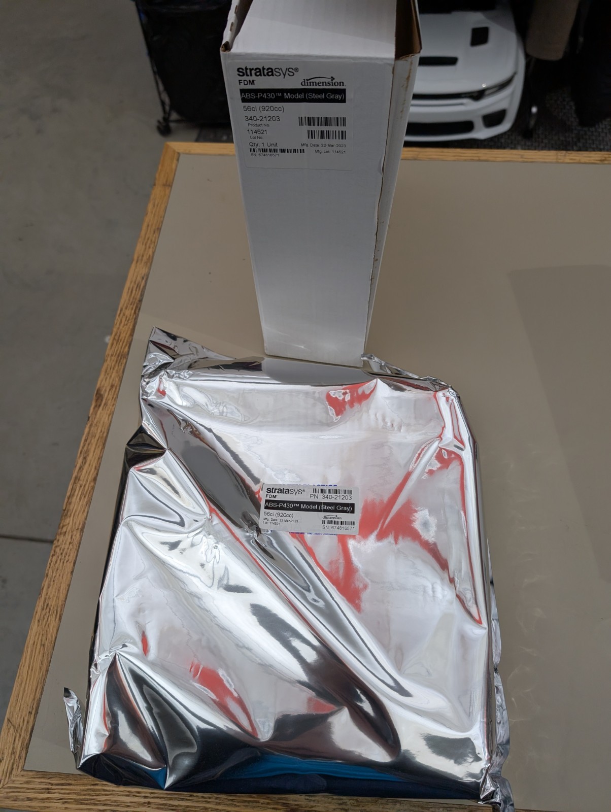 NEW STRATASYS ABS-P430 (Steel Gray) 56ci (920cc) FDM 340-21203 Made 22-Mar-2023