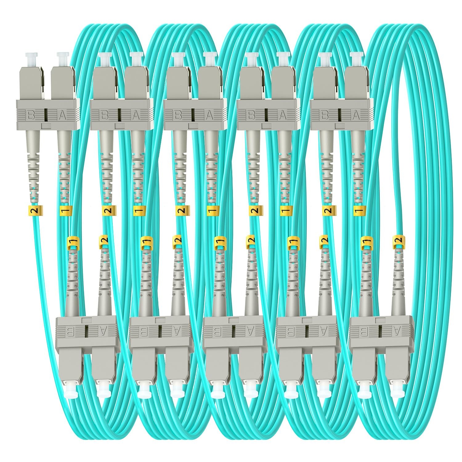 5 PCS 2m 6ft OM3 SC to SC Fiber Patch Cable Duplex Multimode 10G/40G LSZH