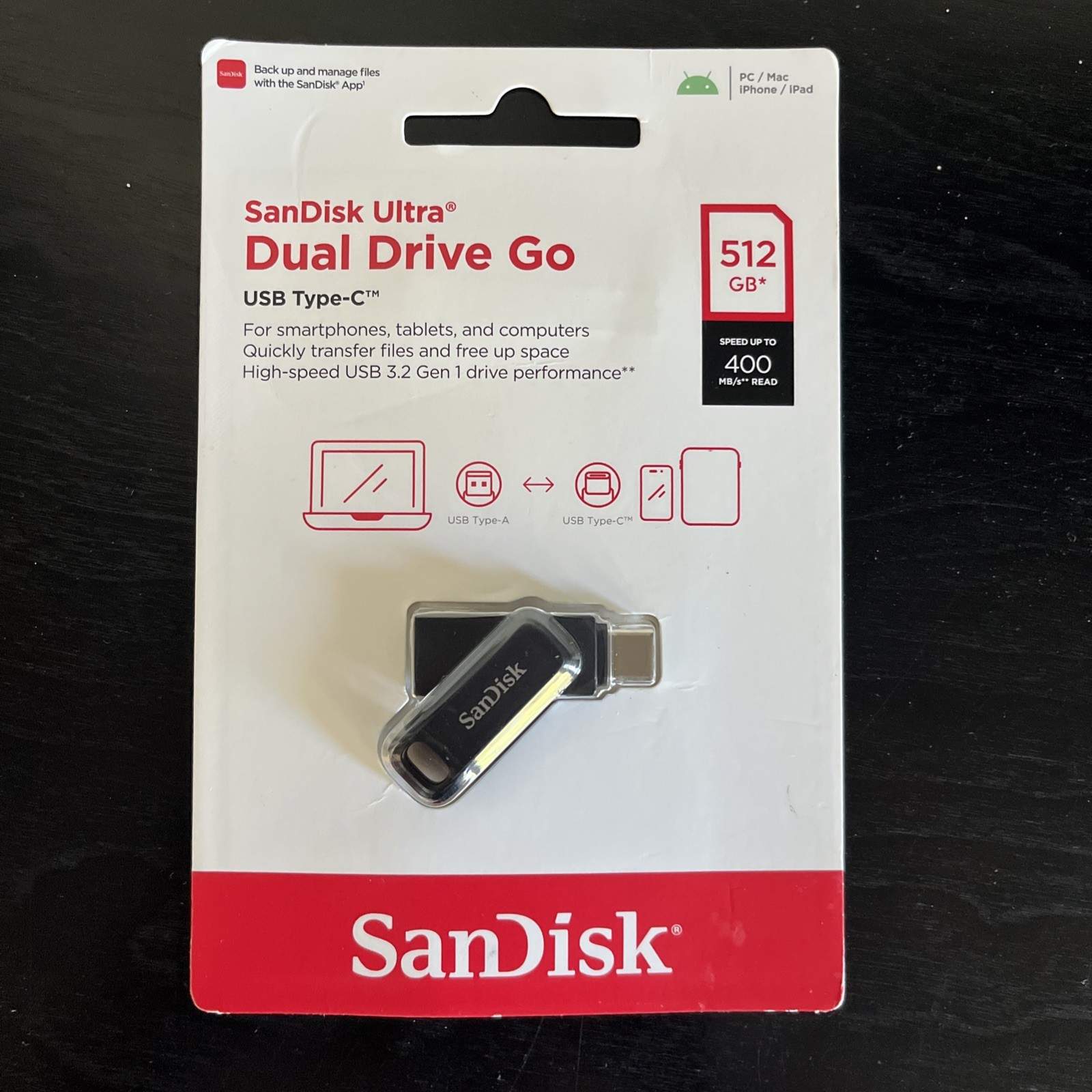 NEW: NIB SanDisk Ultra Dual Drive Go 512 GB USB Type-C Drive SDDDC3-512G-AW46