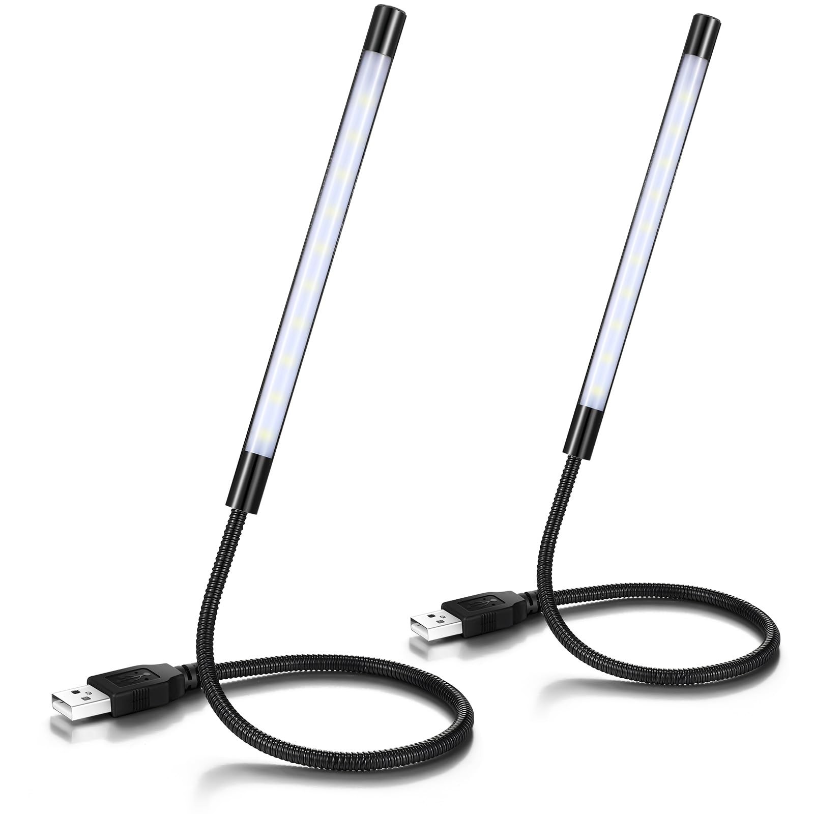Tujoe 2 Pcs USB LED Gooseneck Light for Laptop 18.1 inches, Black