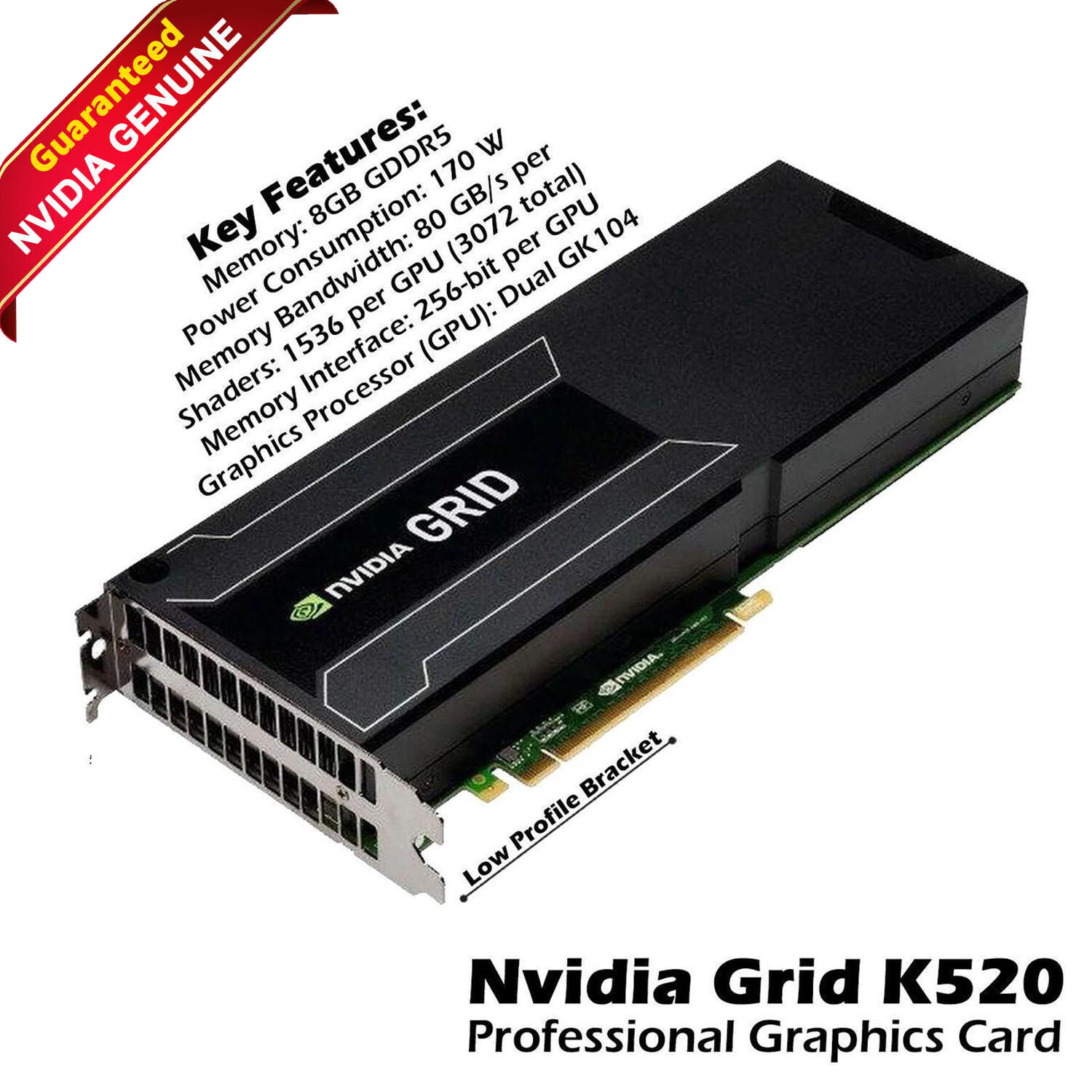 Nvidia GRID K520 8GB GDDR5 PCIe gen3 x16 Kepler GPU Graphics 900-12055-0010-000