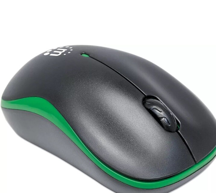 Manhattan Success Wireless Mouse, Black/Green, 1000dpi, 2.4Ghz (up to 10m), USB,