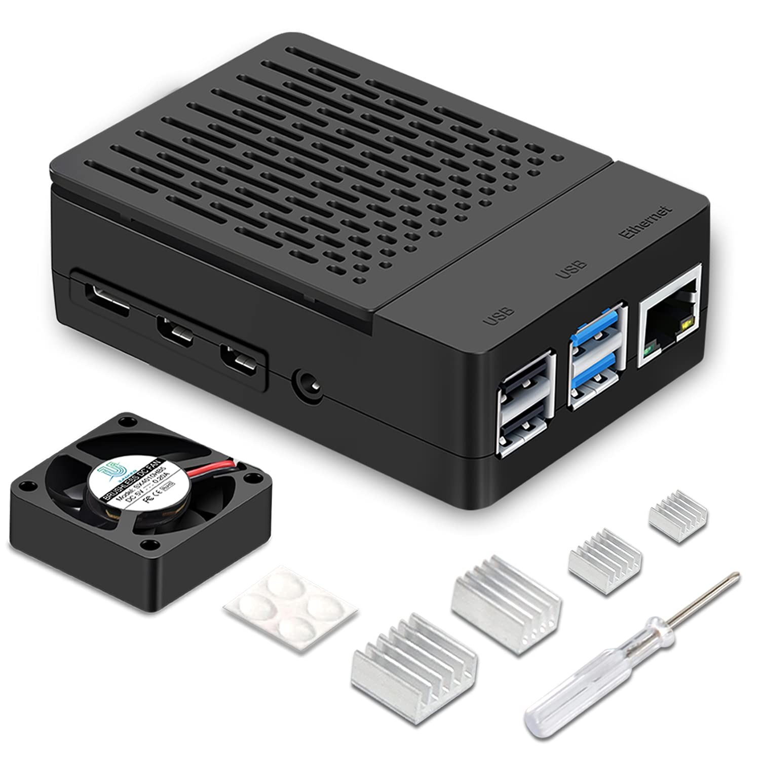 iUniker Case for Raspberry Pi 4, ABS 4 with Black With Large Fan