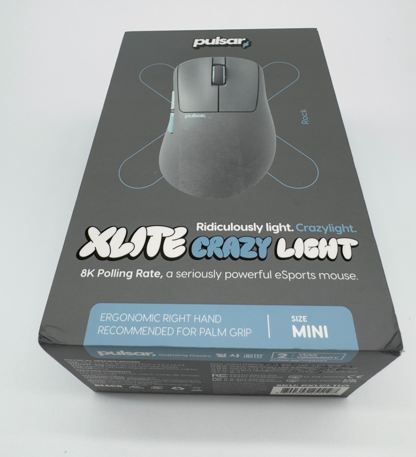 Pulsar Xlite CrazyLight Mini Wireless Gaming Mouse Rock Blue 8K 32K DPI