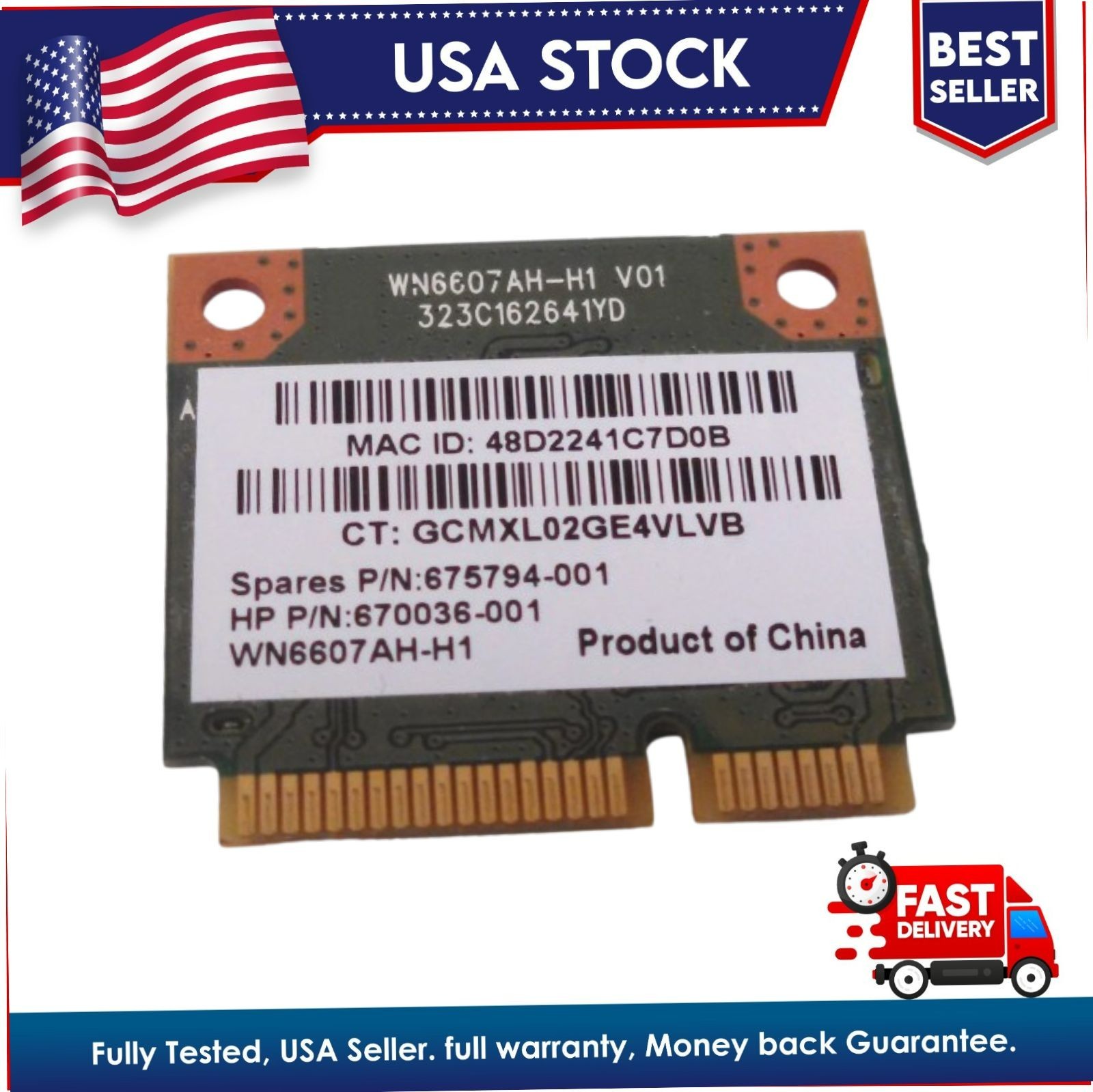 HP compaq 670036-001 675794-001 Qualcomm Atheros AR9485 AR5B125 WIFI Card TESTED