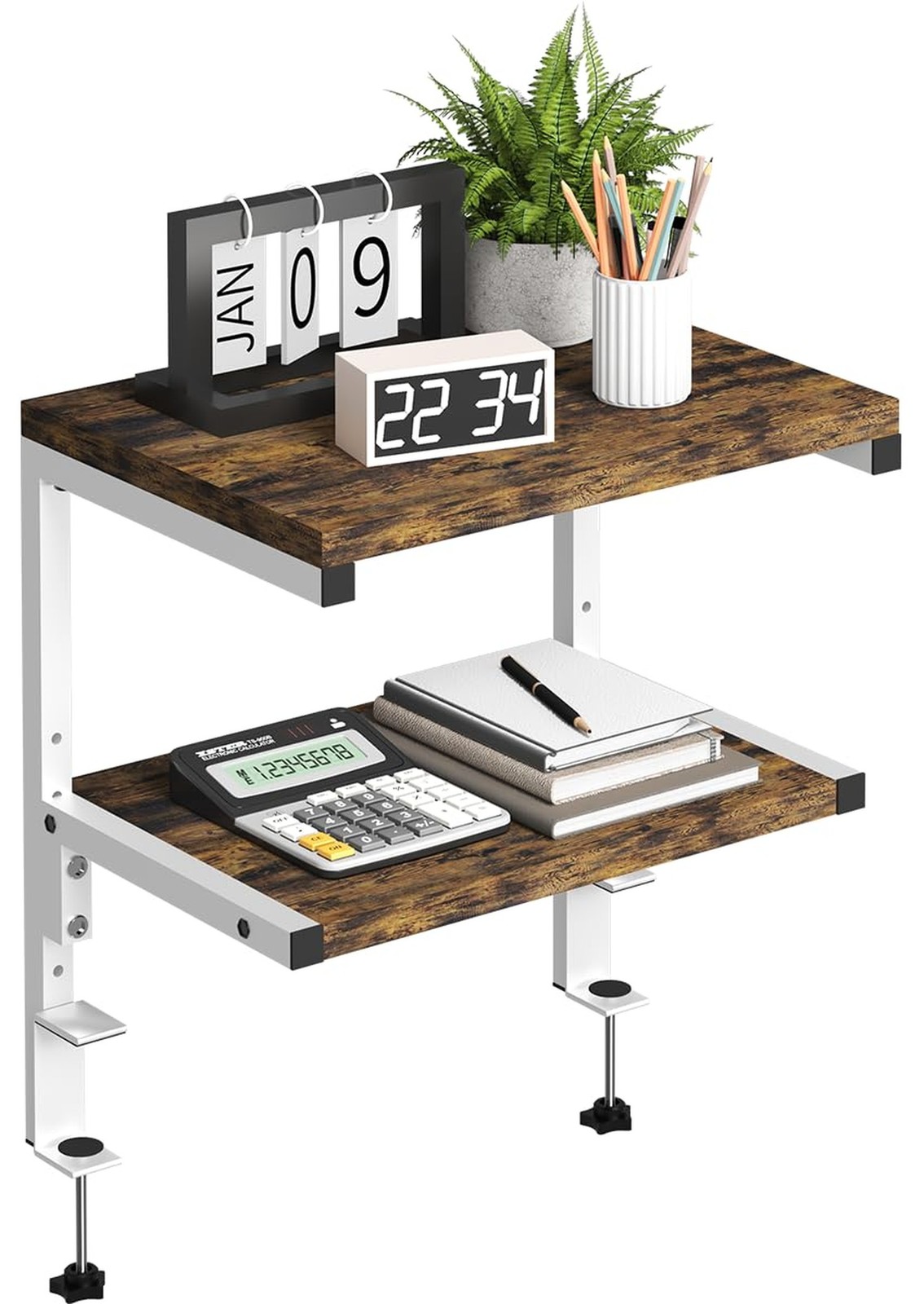Mondazie Clamp on Desk Organizer Shelf, Heavy-Duty Desk Extender Side Table w...