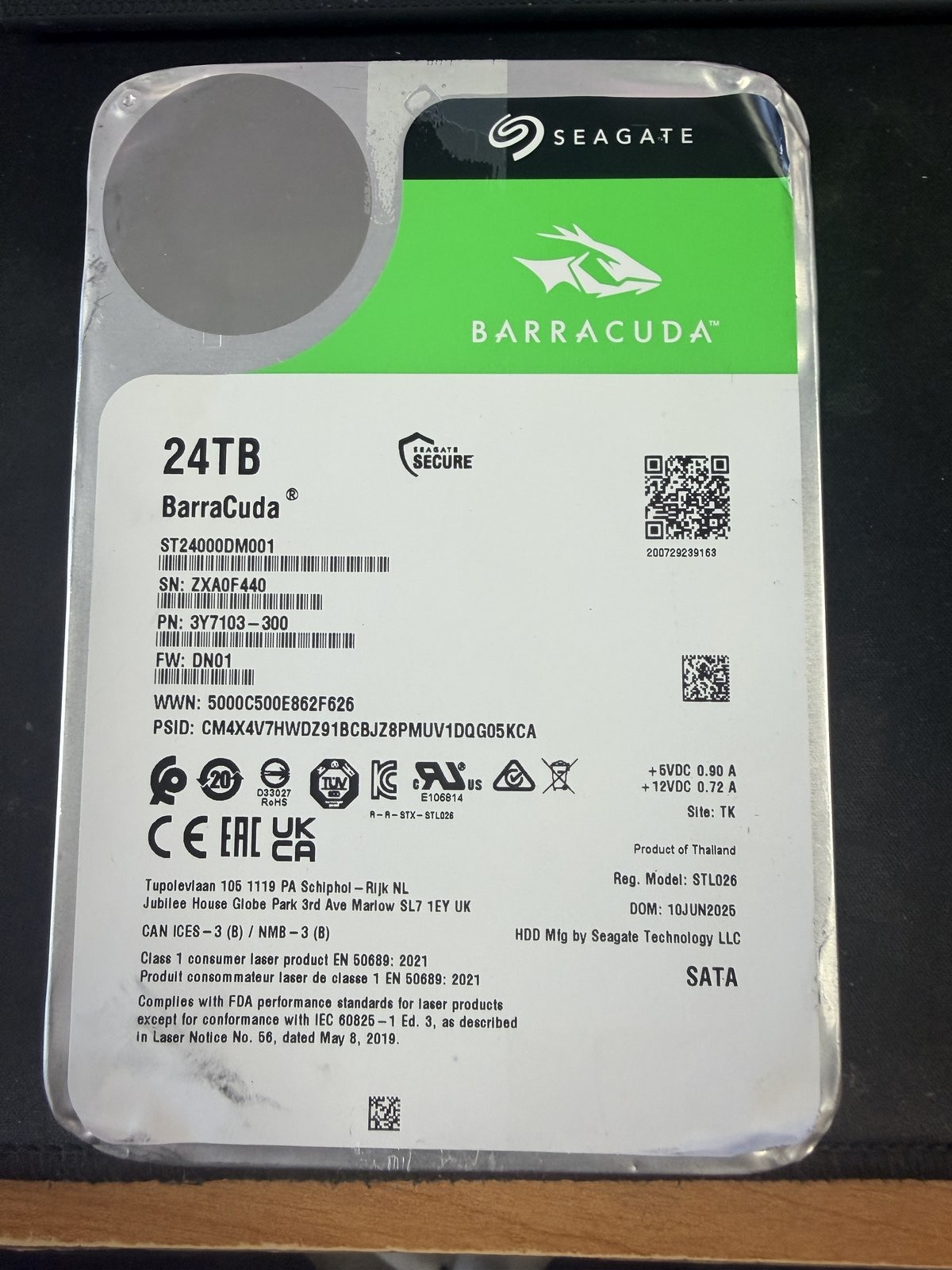 Seagate BarraCuda 24TB ST24000DM001 3.5in SATA HDD FOR PARTS Not Detected