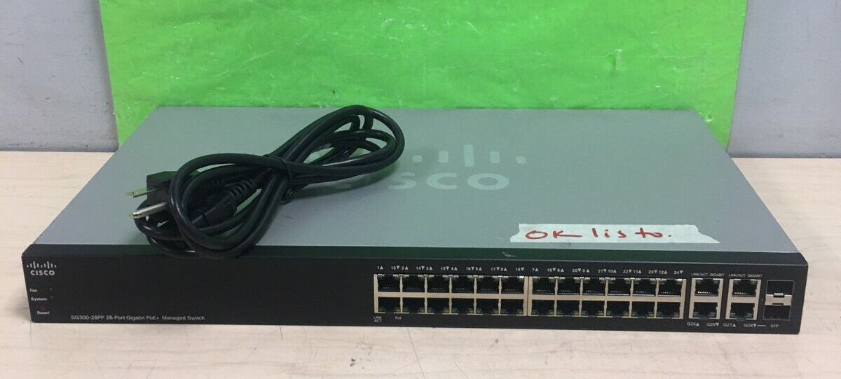 Cisco SG300-28PP 28-Port Gigabit PoE+ Managed Switch NO RACK EARS (TESTED/RESET)