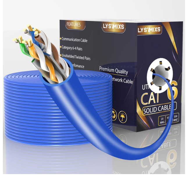 Cable de red Cat6 1000 ft 23AWG CCA, hasta 10G, 550 MHz, azul, Easy Pull