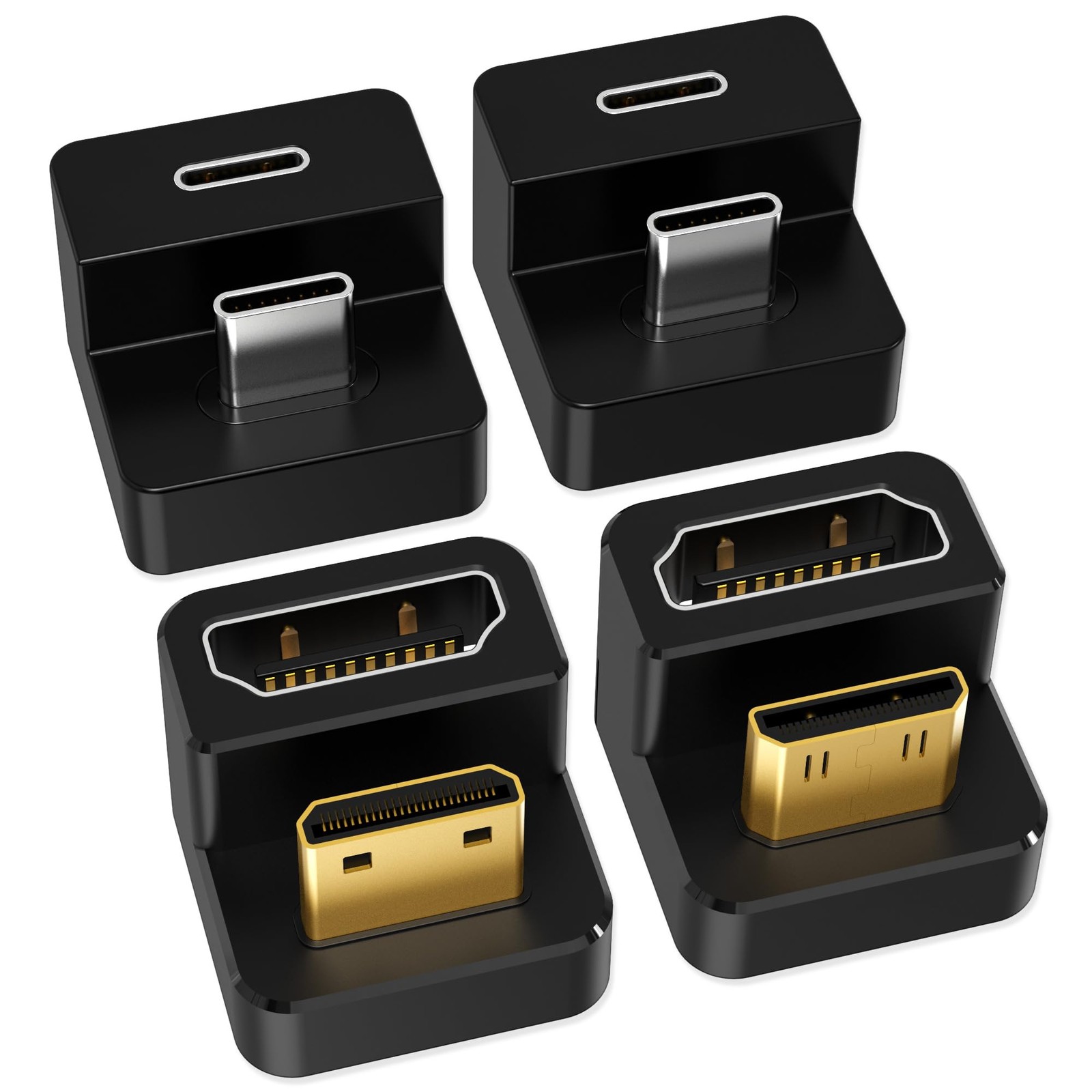 AGVEE 180 Degree USB-C to C Adapter and U-Shaped 2 Pack 2 Direction, Black