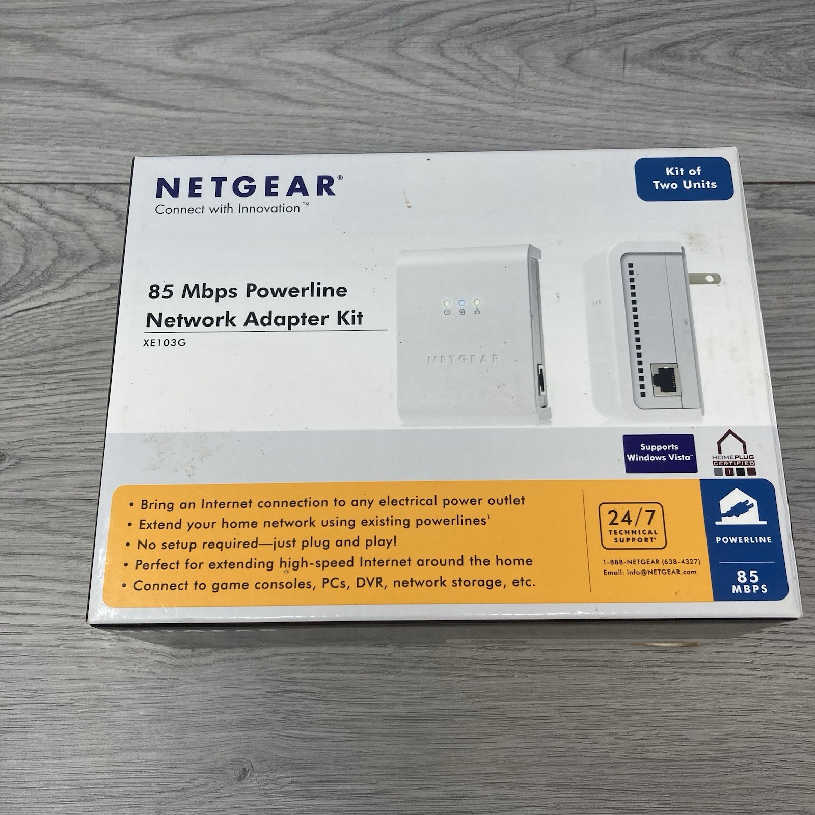 NETGEAR XE103G-100NAS Powerline Network Ethernet Adapter Kit 85 Mbps Genuine OEM