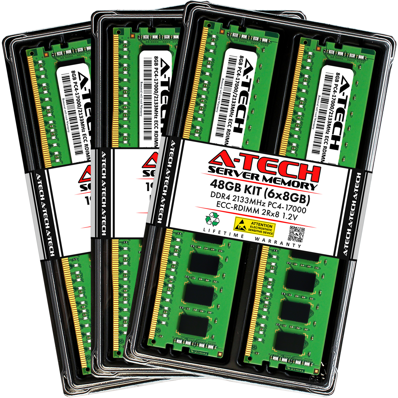 A-Tech 48GB 6x 8GB 2Rx8 PC4-17000R DDR4 2133 MHz ECC REG RDIMM Server Memory RAM