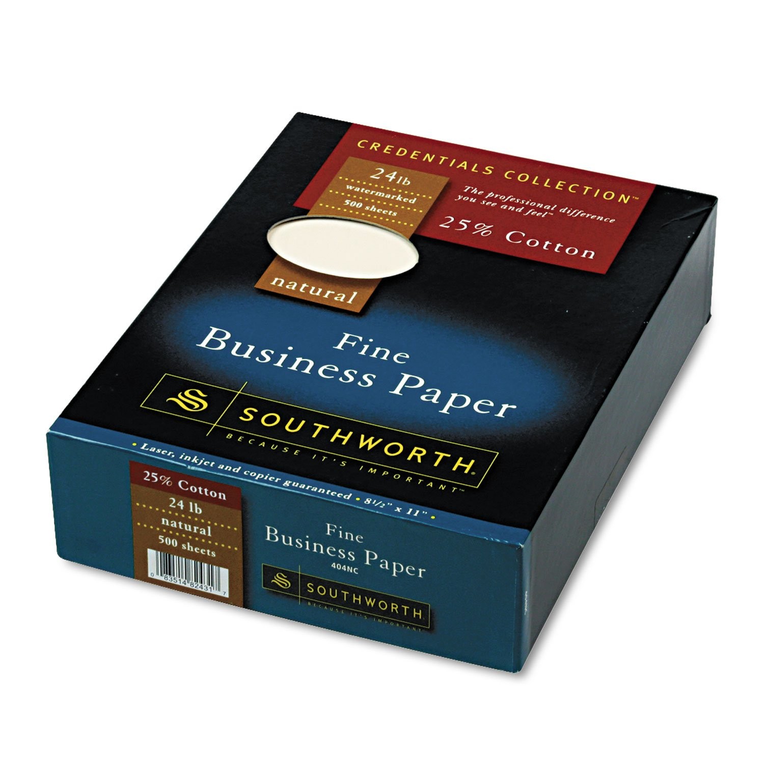 25% Cotton Business Paper Natural 24 lbs 81/2 x 11 500/Box 404NC