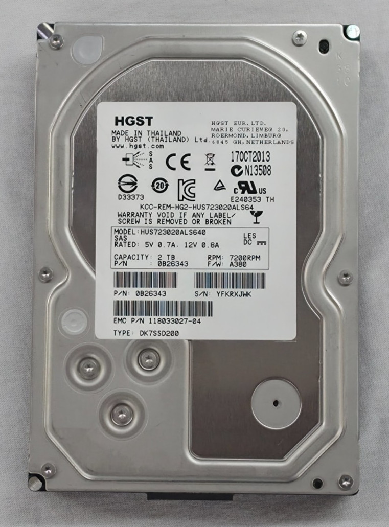 HGST HUS723020ALS640 2TB 6Gbps 3.5'' SAS Hard Disk Drive HDD | No Tray