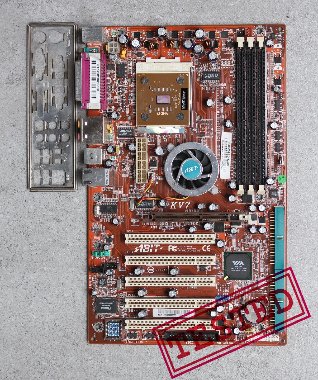 Socket 462/A ABIT KМ7 Motherboard with CPU Athlon 2200+ & I/O Shield