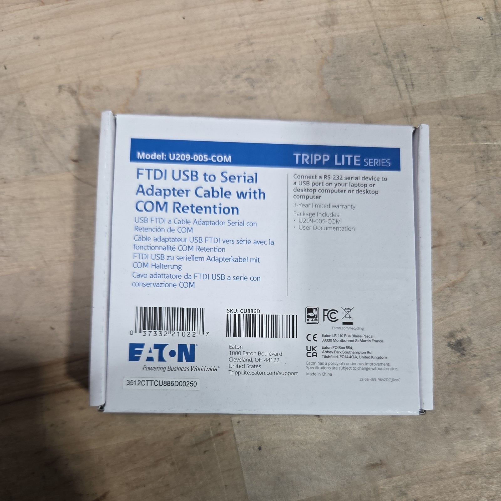 Two (2) Eaton U209-005-DB25 Tripp Lite USB to Serial Adapters