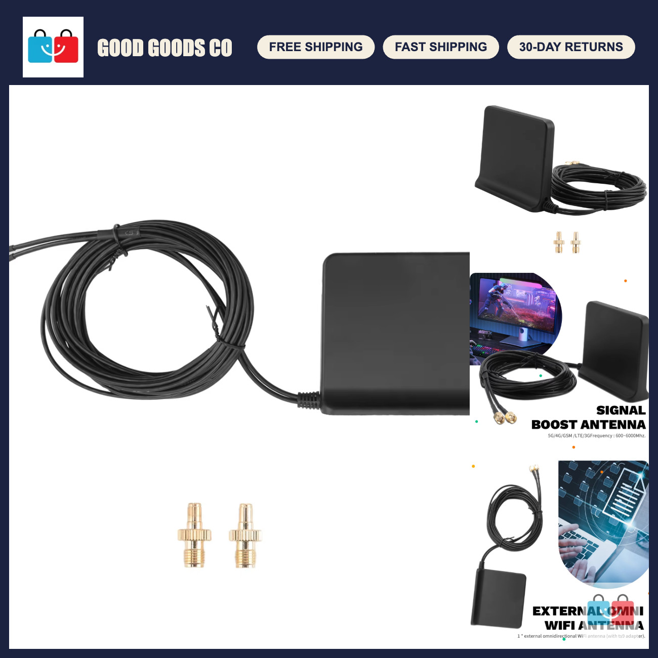 High Gain 12dBi 5G 4G LTE 3G GSM Mimo External Omni WiFi Antenna + TS9 Adapter