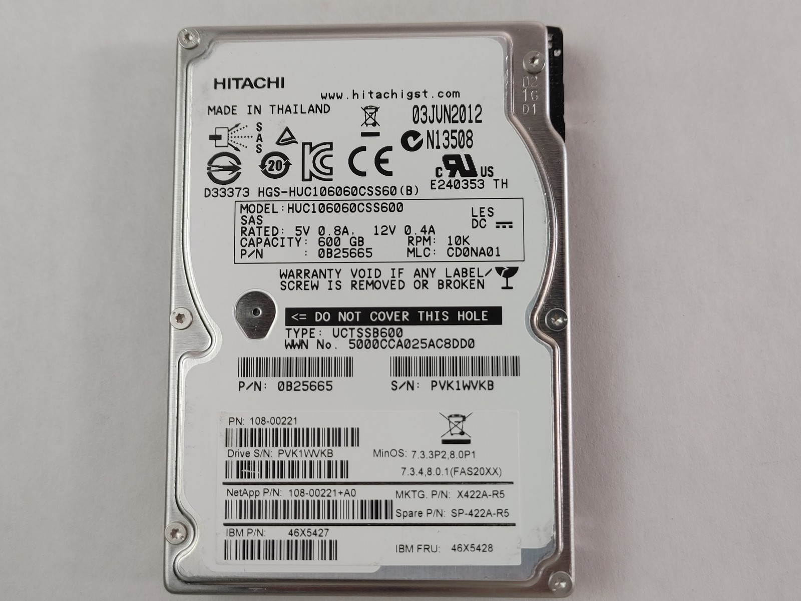 Lot of 5 HGST NetApp HUC106060CSS600 600 GB SAS 2 2.5 in Enterprise Drive