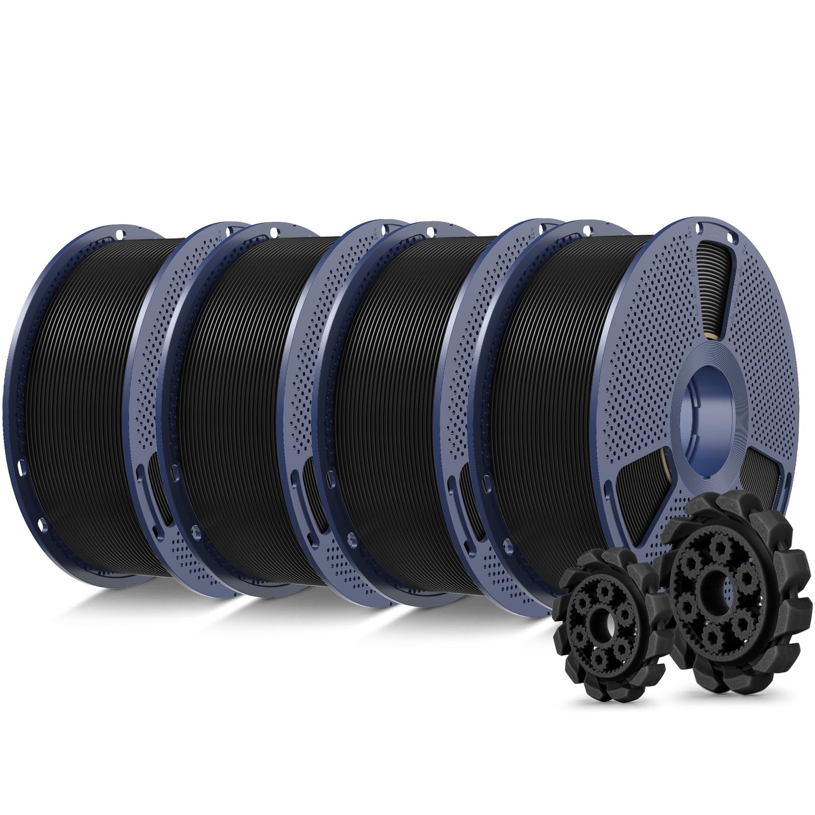 SUNLU PLA+2.0 3D Printer Filament, Black, 4Pack 4KG