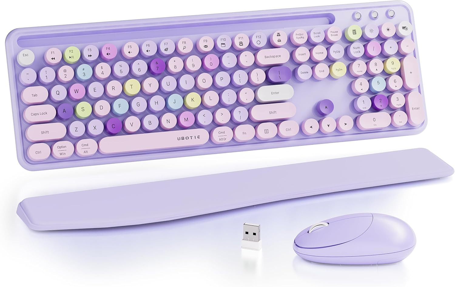 UBOTIE Ergonomic Wireless Keyboard and Mouse Combo with Phone Holder Wrist Rest,